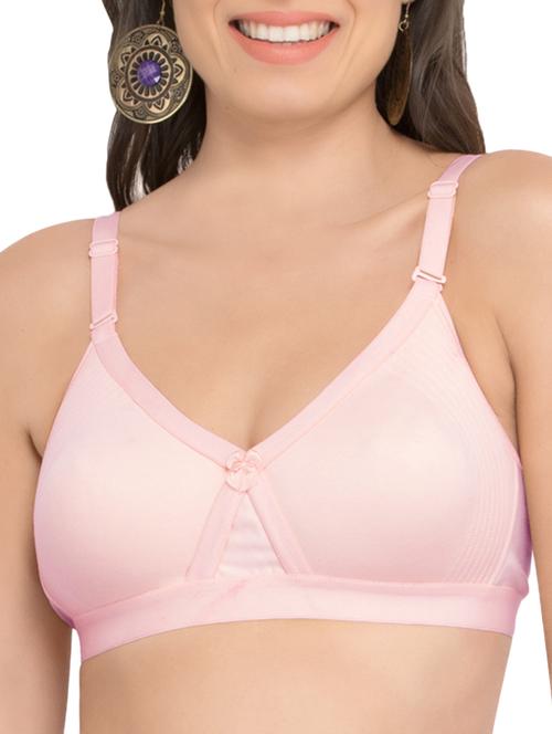 solid pink cotton bra - 15063451 - Standard Image - 1