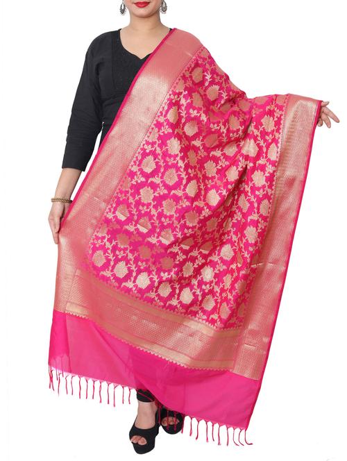 pink art silk banarasi dupatta - 15063585 - Standard Image - 1
