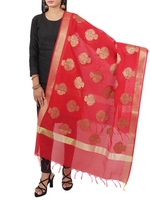 red art silk banarasi dupatta - 15063601 - Standard Image - 1