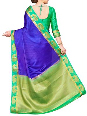 blue crepe kanjivaram saree with blouse - 15063698 - Standard Image - 2