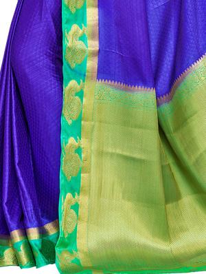 blue crepe kanjivaram saree with blouse - 15063698 - Standard Image - 3