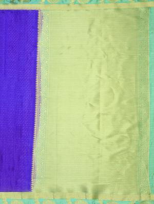 blue crepe kanjivaram saree with blouse - 15063698 - Standard Image - 4