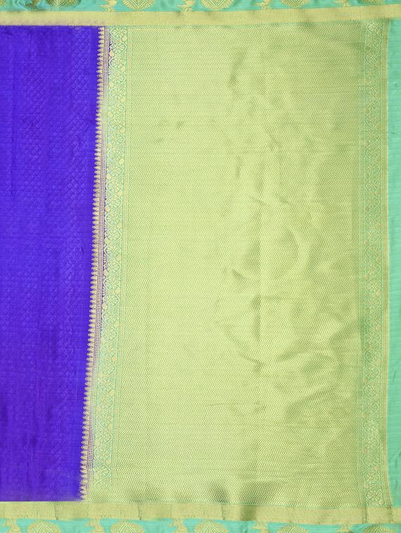 blue crepe kanjivaram saree with blouse - 15063698 - Zoom Image - 4