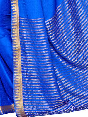 blue crepe woven saree with blouse - 15063722 - Standard Image - 3