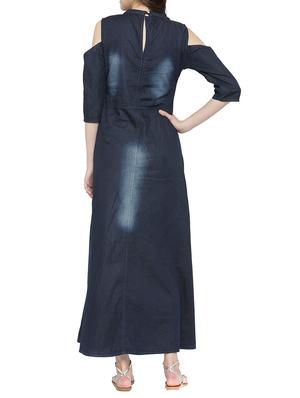 blue denim flared kurta - 15064160 - Standard Image - 3