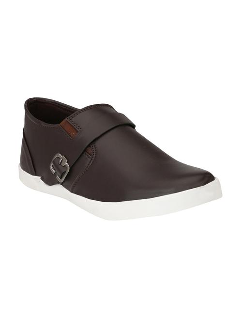 brown leatherette casual slipon - 15064474 - Standard Image - 1
