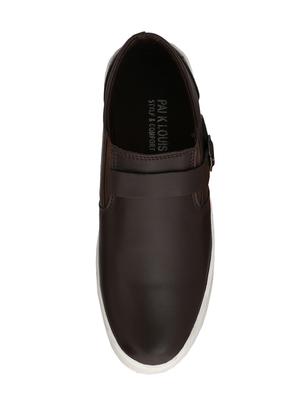 brown leatherette casual slipon - 15064474 - Standard Image - 4