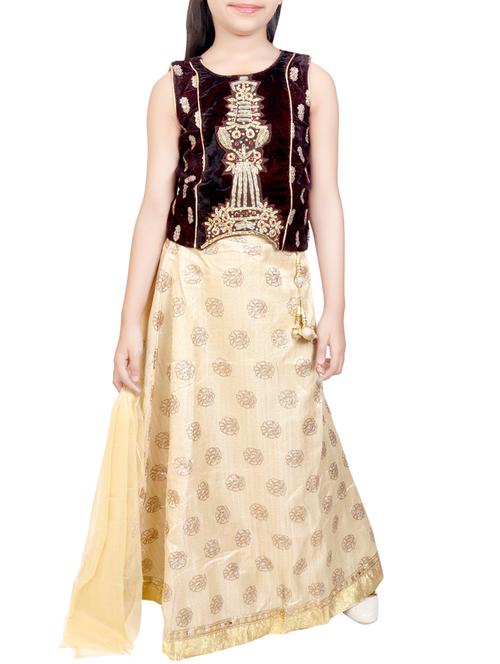 brown silk blend lehnga choli - 15064544 - Very Small Image - 1