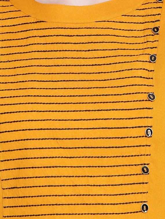 yellow rayon solid kurta - 15065055 - Zoom Image - 4
