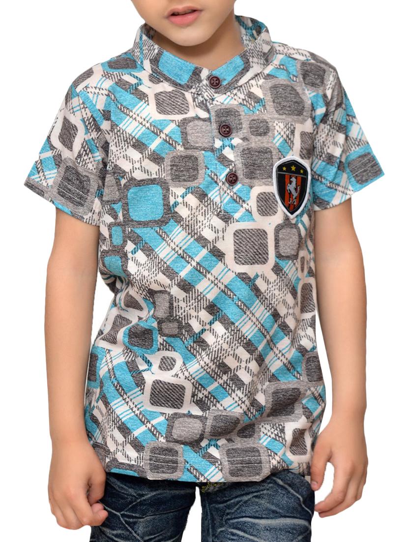 mandarin neck checkered t-shirt - 15066361 - Zoom Image - 1