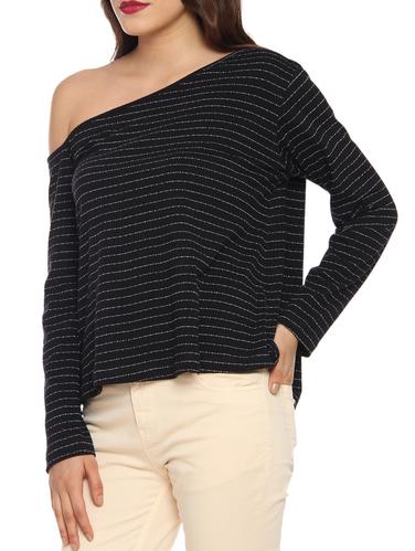 black cotton single Shoulder Top - 15066952 - Very Small Image - 1