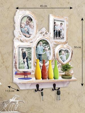 wall shelf with photoframe & hooks - 15067226 - Standard Image - 2