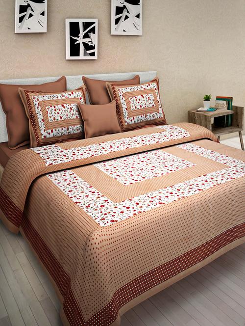 100% cotton king size double bedsheet with 2 pillow covers - 15067420 - Standard Image - 1