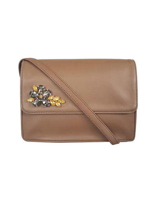 brown leatherette regular sling bag - 15067503 - Standard Image - 1