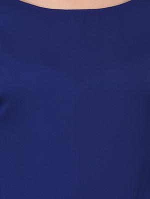 blue solid slit sleeved top - 15067659 - Standard Image - 4
