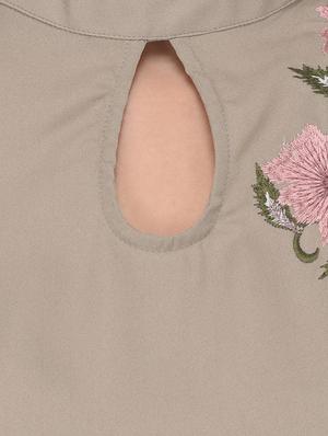 grey solid embroidered top - 15067663 - Standard Image - 4