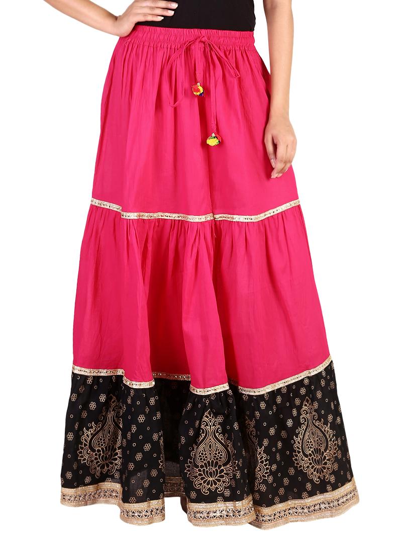 pink cotton flared skirt - 15068180 - Zoom Image - 1