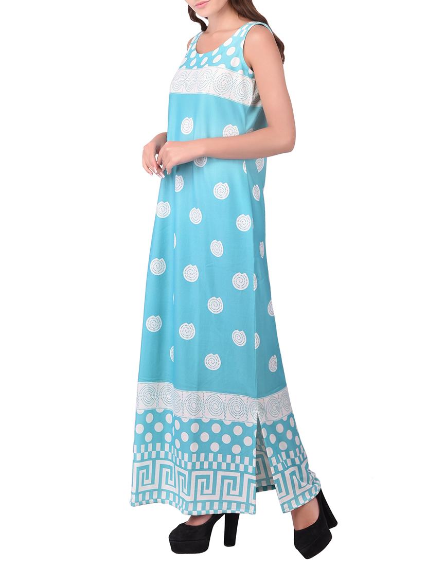 blue cotton aline kurta - 15068547 - Zoom Image - 2