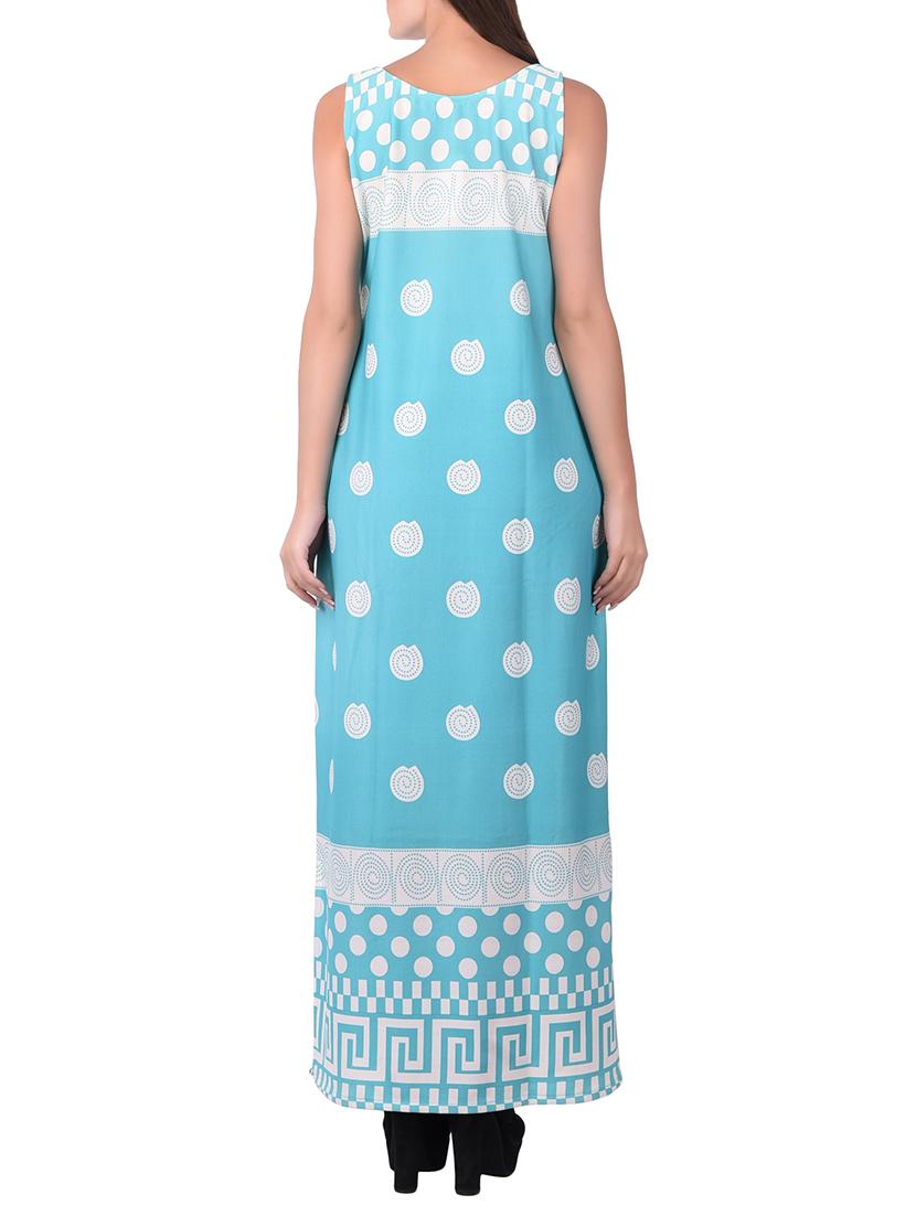 blue cotton aline kurta - 15068547 - Zoom Image - 3