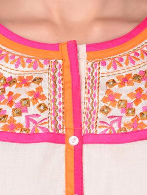 white cotton straight kurta - 15068551 - Standard Image - 4