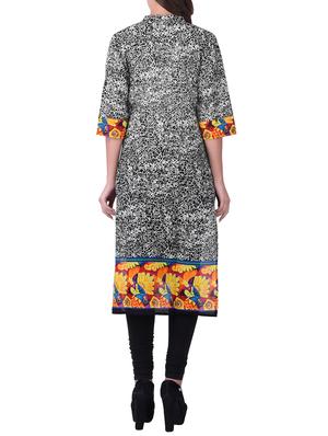 black cotton straight kurta - 15068552 - Standard Image - 3