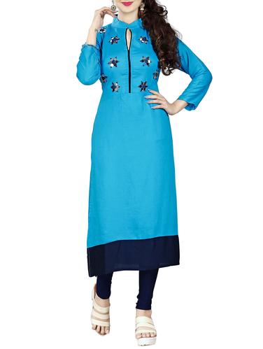 Mirror work straight kurta - 15068566 - Very Small Image - 1
