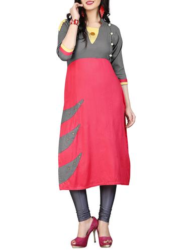color block straight kurta - 15068573 - Very Small Image - 1