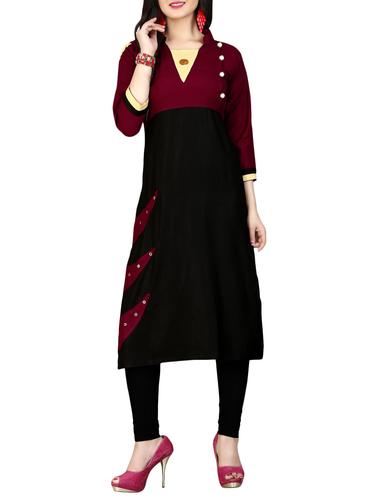 straight color block kurta - 15068574 - Very Small Image - 1