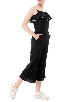 black crepe 3/4 jumpsuit - 15068705 - Standard Image - 2