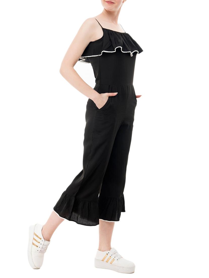 black crepe 3/4 jumpsuit - 15068705 - Zoom Image - 2