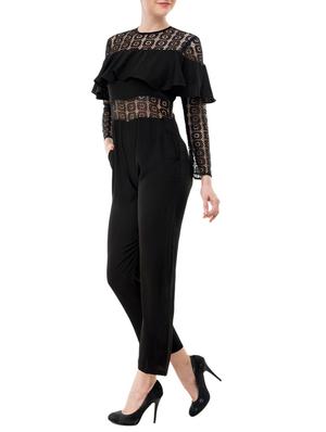 black crepe full leg jumpsuit - 15068710 - Standard Image - 2