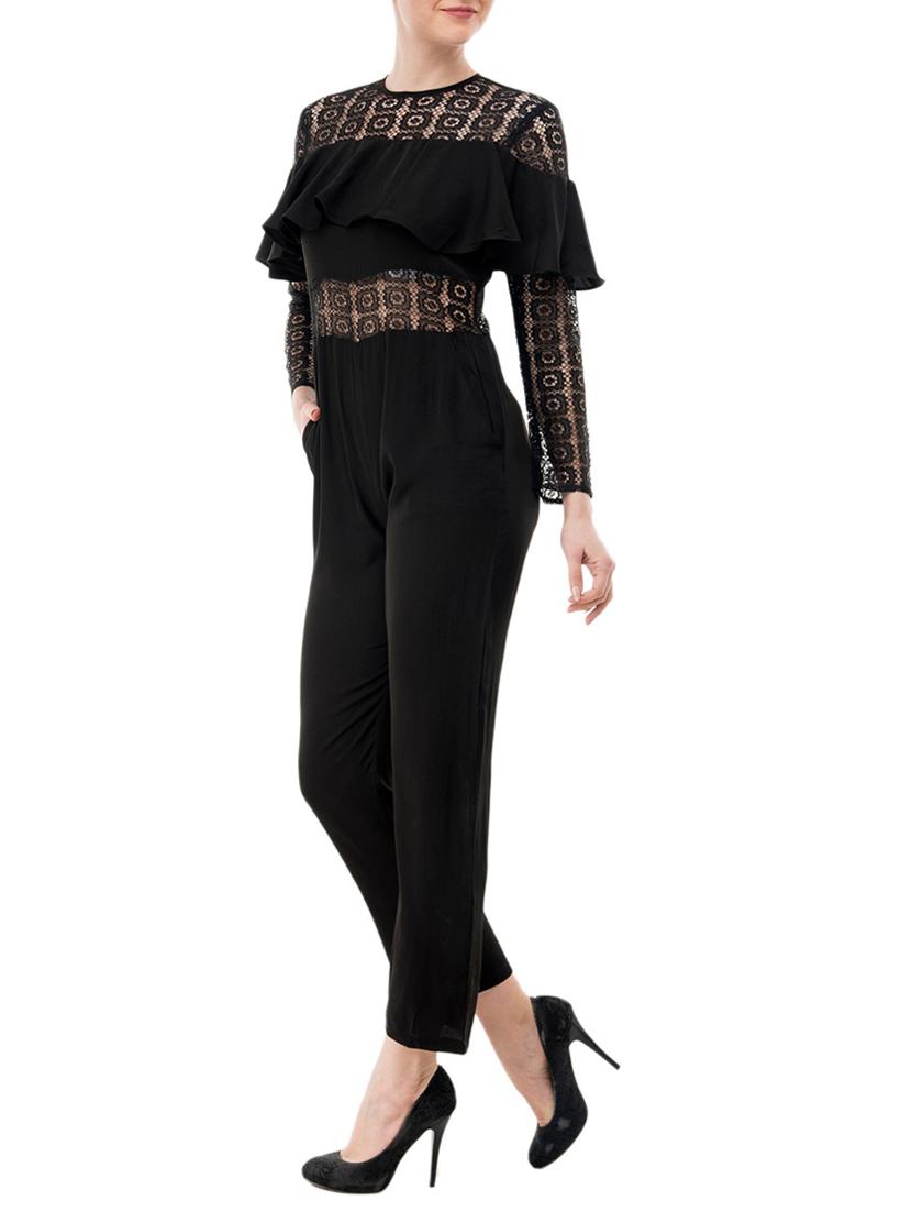 black crepe full leg jumpsuit - 15068710 - Zoom Image - 2