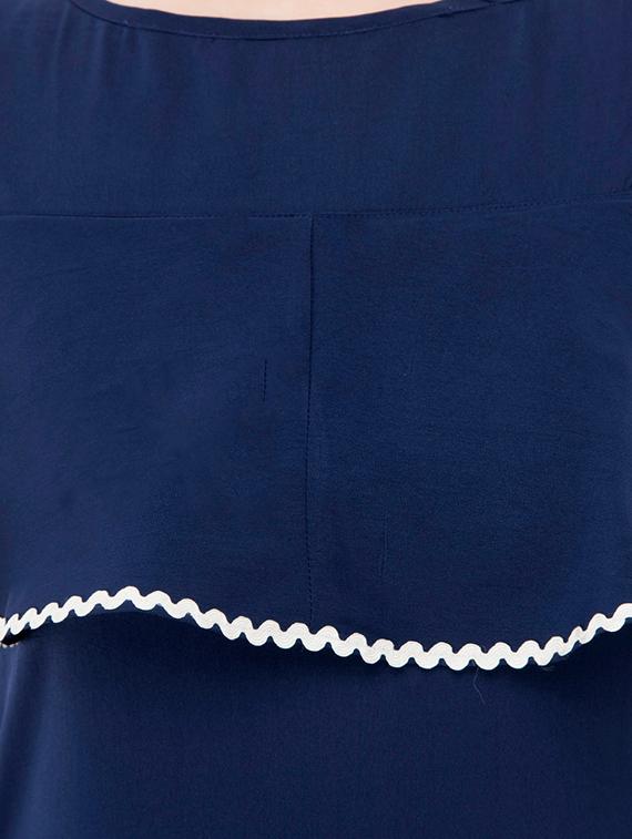 navy blue crepe full leg jumpsuit - 15068711 - Zoom Image - 4
