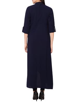 blue rayon solid kurta - 15068972 - Standard Image - 3