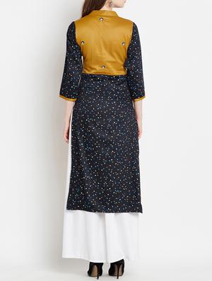 mustard cotton straight kurta - 15070157 - Standard Image - 4