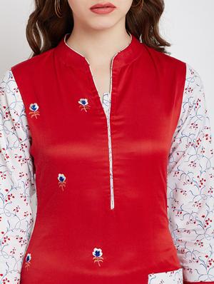 red cotton straight kurta - 15070178 - Standard Image - 5