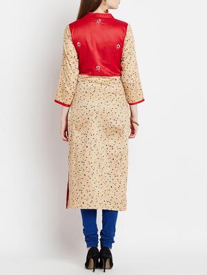 red cotton straight kurta - 15070182 - Standard Image - 4