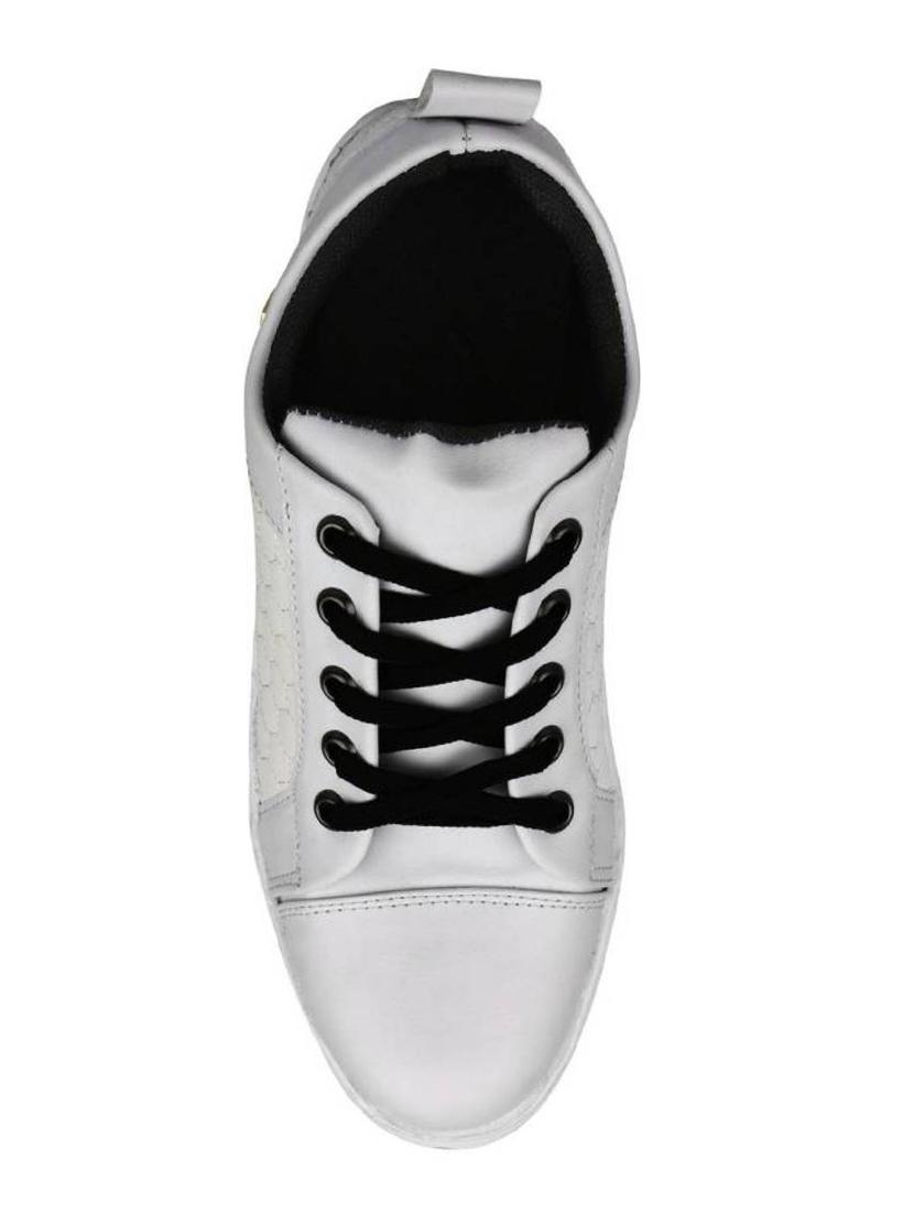white patent leather lace up sneakers - 15070594 - Zoom Image - 3