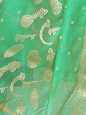 green banarasi dupatta - 15070813 - Standard Image - 2