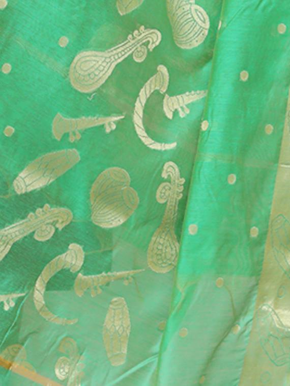green banarasi dupatta - 15070813 - Zoom Image - 2