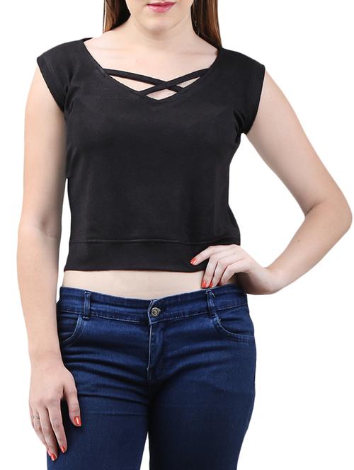 black solid crop top - 15071163 - Standard Image - 1