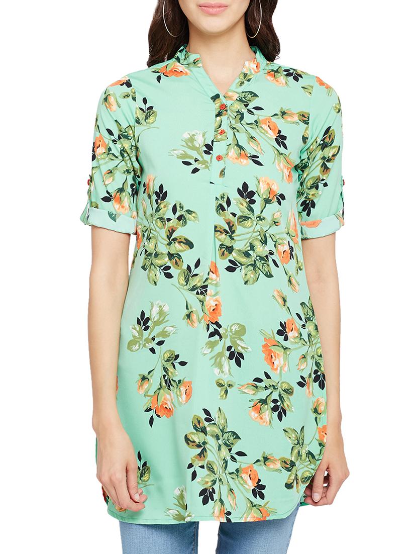 mandarin neck floral tunic - 15071221 - Zoom Image - 1
