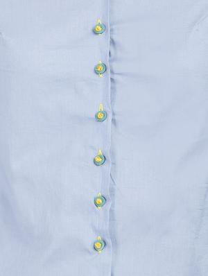 blue solid cotton asymmetric shirt - 15071224 - Standard Image - 4