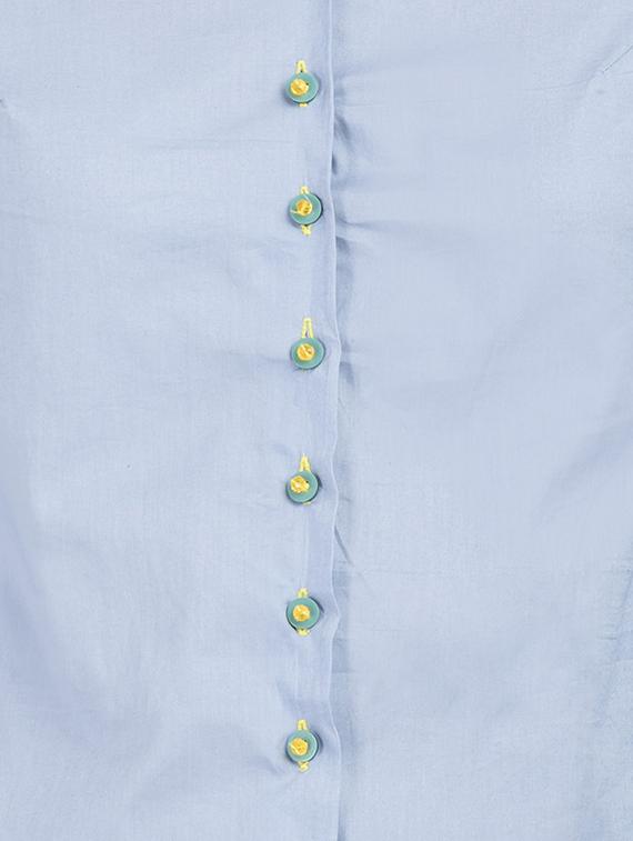blue solid cotton asymmetric shirt - 15071224 - Zoom Image - 4