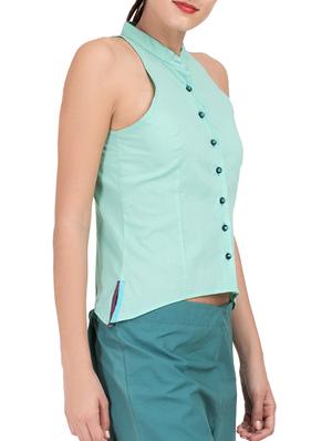 halter neck solid shirt - 15071261 - Standard Image - 2