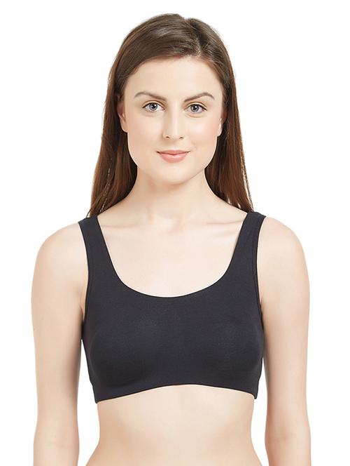 black solid cotton sports bra - 15072505 - Standard Image - 1