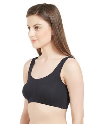 black solid cotton sports bra - 15072505 - Standard Image - 2