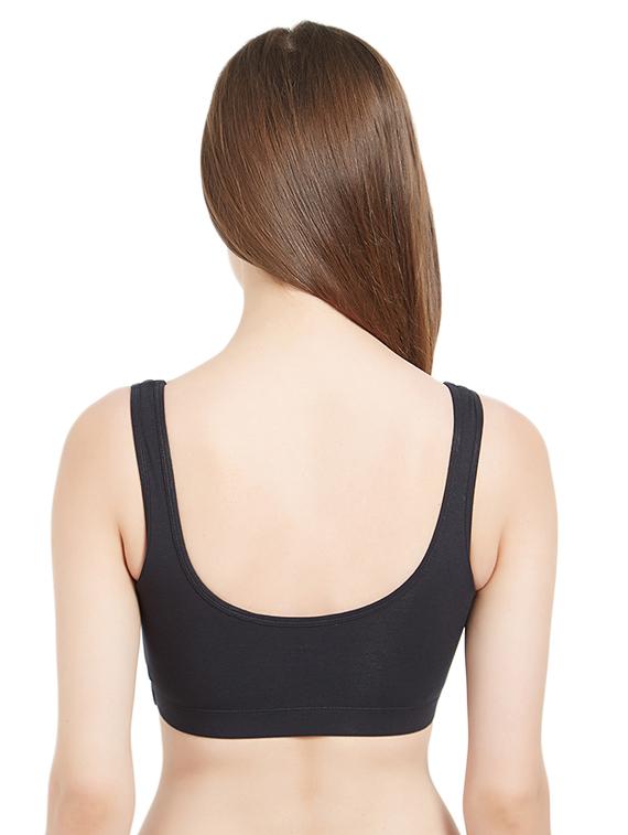 black solid cotton sports bra - 15072505 - Zoom Image - 3
