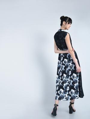 black printed a-line layered dress - 15072749 - Standard Image - 3