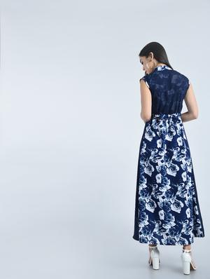 navy blue printed layered dress - 15072750 - Standard Image - 3